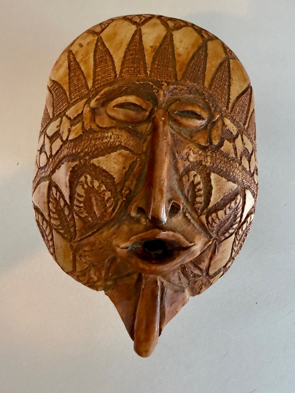 Handcrafted Tribal Face cup vessel - clay. Possibly Central Africa